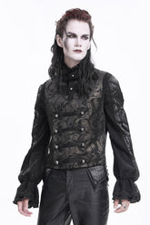 Gloden ärmellose Gothic-Weste für Herren mit Blumendruck und Schnalle